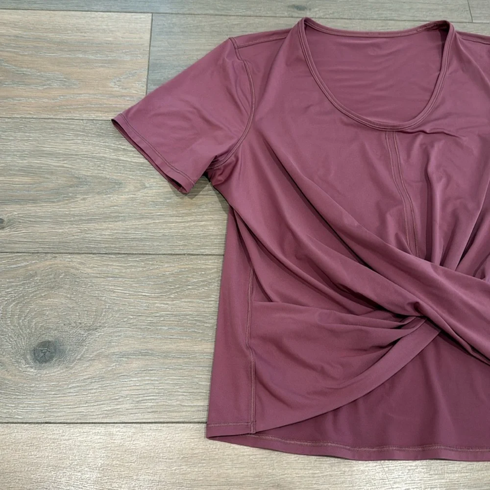 LULULEMON Plumful Do The‎ Daily Short Sleeve Silverescent Active Top Shirt Sz 12
